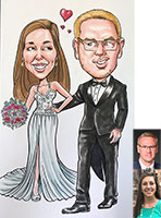 caricature of wedding couple by caricature artist mike hasson