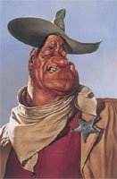 caricature of John Wayne by Sebastian Kruger