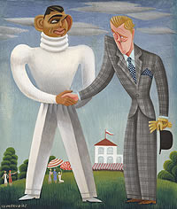 Caricature of Clark Gable and Edward Prince of Wales by Miguel Covarrubias
