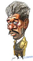 Morgan Freeman caricature by Paul Gaunt