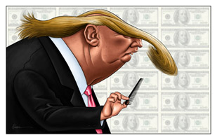 caricature of Donald Trump by caricature artist Chris Rommel