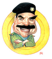 saddam hussain caricature by vincent altamore