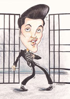 celebrity caricature by  bj hawn of elvis presley