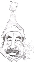 black and white caricature of saddam hussein by marc hubbard