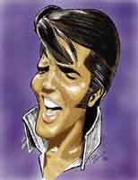 color caricature of elvis presley by ron kantrowitz