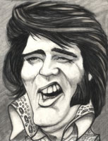 color <p>caricature by  michelle lydon of  a woman with brown hair