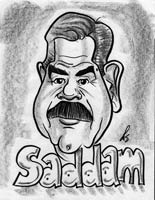 celebrity caricature by matheu spraggins of saddam hussein