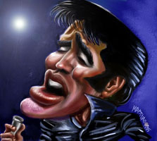 color caricature of elvis presley by rob maystead