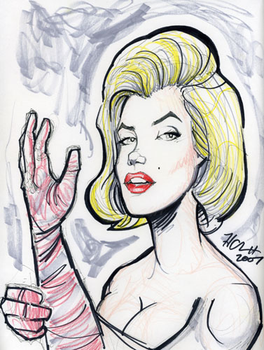 Caricatures of Marilyn Monroe by artists from About Faces Entertainment