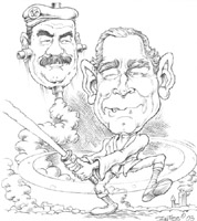saddam hussain caricature by chuck senties