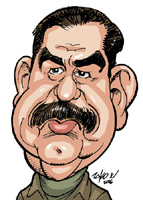 color caricature of saddam hussein by tako x