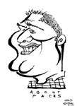 black and white caricature of mike hasson by chris chua